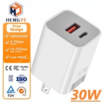 Adaptateur Mini Pliable à Double Port USB-C Charge Rapide Super Rapide Bloc de Charge Mural PD 33 Watts Chargeur Mobile Type C 30 Watts Chargeur USB-C