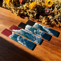 Marcapáginas Conmemorativo de Resina Grabado Personalizado con Ola Marina, Base de Madera, Marcapáginas con Borla de Temática Playera para Recuerdo de Vacaciones y Festividades