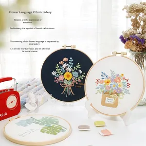 DIY 크로스 스티치 손 자수 키트 세트 초보자를위한 꽃 수제 린넨 선물 DIY 키트 - Product Image 4