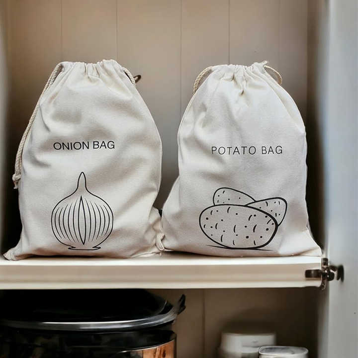 HOme 2-Pack Garlic Storage Bag – Reusable Cloth – Keeps Garlic Fresher Longer