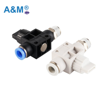 Vannes droites professionnelles Airmax HVSF pour machines industrielles, contrôle de vitesse, raccords pneumatiques rapides