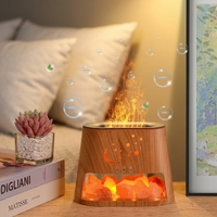 Diffuseur d'arômes ultrasonique 2-en-1 Cozy Flame 260 ml, lampe de sel et humidificateur à brume froide pour chambre, yoga, bureau