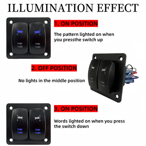 Marine Trimmklappen-Wippschalter-Panel 12V 20A Boots-Trimm-Kippschalter 7-polig 3-Stufen (EIN)-Aus-(EIN) 2-fach Ankerwinden-Schaltpanel - Product Image 2