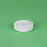 Estuche Compacto Redondo Blanco Mate para Polvos Compactos con Dos Compartimentos y Espejo, Materiales Reciclados, Capacidad de 7g+9g+15g