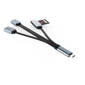 3 in 1 USB C ハブ 3A急速充電 PVC編組カードリーダーアダプターケーブル Type-C USB 3.0 2.0 ハブ SDカード、マイクロSD、TFカード対応 モバイル用 - Product Image 3