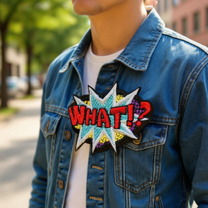 Patch Ilan 4,5x6 cm con design a esclamazione termoadesivo per abbigliamento e borse - Product Image 3