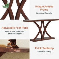 Table console moderne rétro écologique en bois brun, table d'entrée, table de canapé, table d'appoint avec structure métallique pour salon, villa, couloir