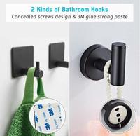 Ensemble d'accessoires de barre porte-serviettes pour hôtel et appartement, moderne et écologique, en acier inoxydable noir mat, mural, 5 pièces pour salle de bain