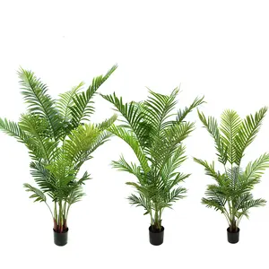 Palmier artificiel d'intérieur en plastique vert, fausses feuilles de palmier Areca, plantes artificielles dans des Pots pour la décoration de la maison, vente en gros