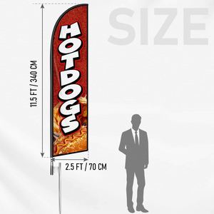 ธงขนนกแบบกำหนดเองคุณภาพสูงขนาด 2.5*11.5 ฟุต ลายฮอทดอก สำหรับงานปาร์ตี้ชายหาดและการโฆษณาประชาสัมพันธ์ - Product Image 2