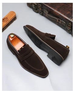 Mocassins en <span class=keywords><strong>daim</strong></span> haut de gamme pour hommes, classiques, faits à la main, à enfiler, confortables, chaussures de ville formelles pour hommes - Product Image 2