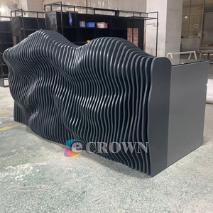 Showcase Cashier Luxury <strong>Store</strong> <strong>Swiss</strong> Curved Design Table Wooden Desk With Straight Leg Reception Creative Stand Design OEM - Product Image 6