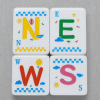 Jeu de Mahjong Américain U.fun de 160 Pièces, Portable, Tuiles Acryliques Marbrées Roses, Illustrations de Chats et de Vie Quotidienne, Mahjong Moderne