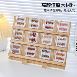 Wooden Nail Art Display Rack Multi Layered Stepped Vertical Desktop Anti Tipping Board For Salon Use - Product Image 5