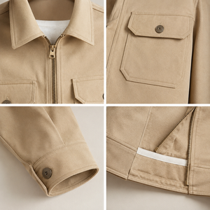 Chaqueta Utilitaria para Mujer al por Mayor, Color Sólido, Cuello Vuelto, Cierre de Cremallera, Manga Larga, 100% Algodón, Ropa de Otoño, OEM ODM - Product Image 6