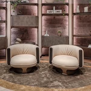 Divano componibile in tessuto bianco crema ricurvo di lusso <span class=keywords><strong>elegante</strong></span> <span class=keywords><strong>contemporaneo</strong></span> con Base in legno per Villa casa soggiorno - Product Image 2