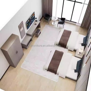 Hotel Bedroom Furniture Sets Modern <b>Single</b> Twin <b>Bed</b> with Upholstered Headboard Nightstands Wardrobe TV Cabinet for 3 Star Hotels - Product Image 6