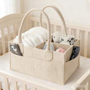 Panier de rangement élégant en feutre réutilisable et portable de grande capacité pour couches de bébé et essentiels pour nouveau-nés - Vente chaude - Product Image 1