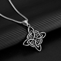 Collier pendentif nœud celtique viking, style rétro, design creux, chaîne en acier inoxydable, décoration de cou tendance, cadeau promotionnel
