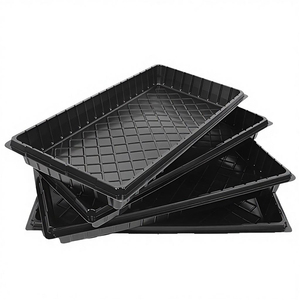 Greenhouse <b>Hydroponic</b> Rectangle Heavy Duty Reusable Eco-Friendly PET Plastic Nursery Flat Seedling & Microgreen Growing Tray - Product Image 3