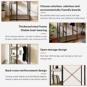 Porte-manteau mural en fer avec 4 étagères et 1 crochet, design minimaliste moderne, meubles pour la maison - Product Image 5