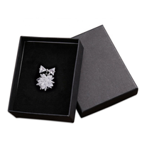 Ruban argenté avec mousse 50 pièces, emballage de petite boîte-cadeau à bijoux noir avec ruban argenté, vente en gros