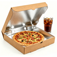 Boîte à pizza personnalisée avec doublure en aluminium, isolée thermiquement, résistante à la graisse, pour livraison longue distance, vente en gros