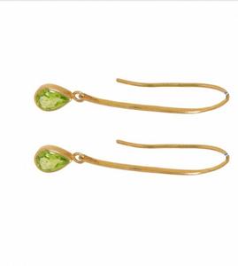 Pendientes de Plata de Ley 925 sencillos y modernos chapados en oro con piedras preciosas cortadas en peridoto y diamantes a precio de descuento - Product Image 3