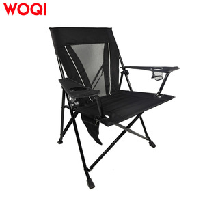 Chaise de camping pliable Woqi, cadre en aluminium noir, tissu Oxford, capacité de charge de 110 kg, chaise de jardin portable pour l'extérieur - Product Image 3