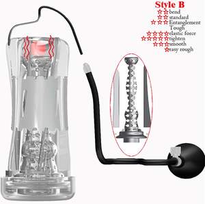 Masturbadores Manuales Masculinos con Exprimidor y Bolsa de <span class=keywords><strong>Aire</strong></span> y Bola Vibrante, Copa Masturbadora Masculina Reutilizable con Textura 3D - Product Image 5