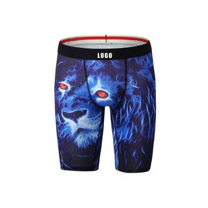 Men's Mid-Rise Sports <b>Boxer</b> Briefs with Extra <b>Long</b> Animal Print Breathable and Sweat-Wicking Thin Logo on Waist - Product Image 3