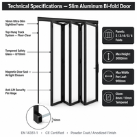 Puerta Plegable de Aluminio de Doble Acristalamiento, Puerta de Patio Tipo Acordeón para Villa, Restaurante, Cafetería, Tienda, Venta al Por Mayor de Fábrica