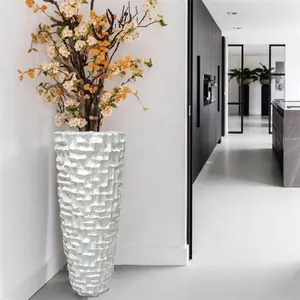 Florero de concha única para el hogar, maceta de flores de concha blanca para decoración Nórdica