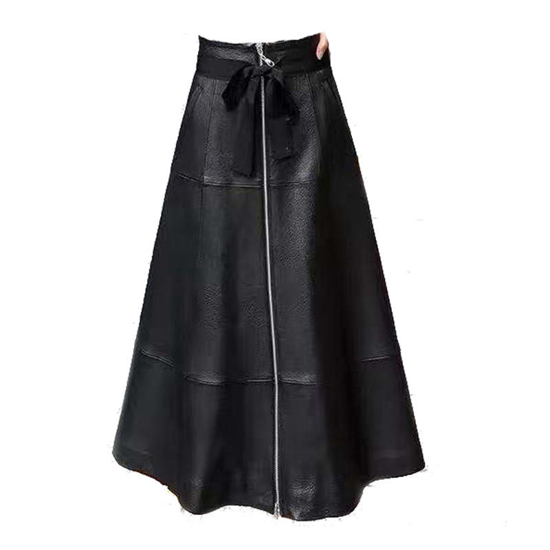 Модная женская кожаная юбка на заказ, сексуальная юбка средней длины из натуральной кожи