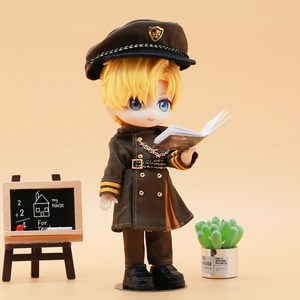 Ob11 búp bê quân đội áo khoác có thể điều chỉnh vành đai đồng phục phong cách Váy áo khoác obitsu11 17cm màu xanh đậm quân đội thẩm mỹ Ăn mặc - Product Image 6