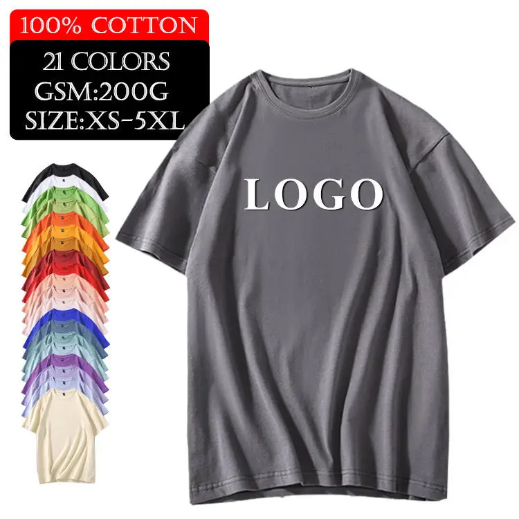 Camiseta masculina personalizada de verão 2024, camiseta lisa com gola redonda, alta qualidade, 100% algodão, plus size, camiseta com estampa personalizada