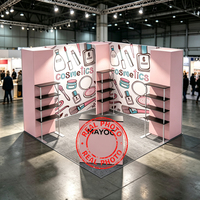 Stand d'exposition modulaire 0x10 pieds en tube d'aluminium avec tissu tendu, étagère de rangement et installation sans outil