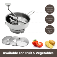Keuken Accessoires Roestvrij Staal Fruit & Vegetable Voedsel Molen Handleiding Voedsel Groente Chopper Met 3 Discs