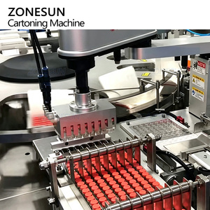 ZONESUN ZS-MSZH10 Automatic Vertical Vial Glass Bottle Folding Box <b>Sealing</b> Packaging Cartoning Machine with Leaflet Insertion - Product Image 3