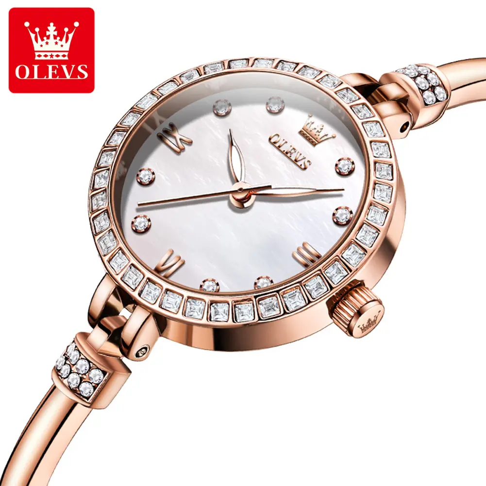 Olevs 5585 Oem Custom Logo Relogio Digital Lady Polshorloges Casual Mode Horlogeband Diamant Vrouwen Quartz Horloge
