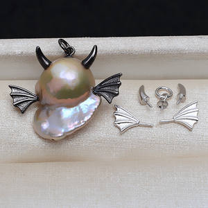 S925 Silver Baroque a Piao Xiang Pendant Versatile DIY Little Devil Alien Pearl Empty <b>Tray</b> 3935 <b>Jewelry</b> Findings & Components - Product Image 5