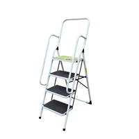 Échelle pliante robuste à 3 marches en acier avec marches larges antidérapantes, capacité de charge de 150 kg, pour escalier extérieur et salle de bain