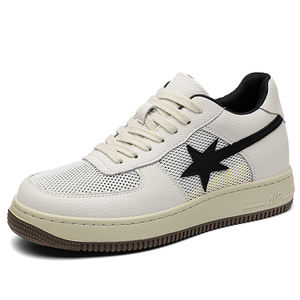 รองเท้าผ้าใบหนังเพิ่มความสูงสำหรับผู้ชาย 10 ซม. รองเท้ากีฬาลำลองเสริมส้นด้านใน 8 ซม. สีขาว - Product Image 4