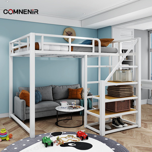 Lit mezzanine en métal queen size de haute qualité avec escalier Mobilier d'école et d'<span class=keywords><strong>auberge</strong></span> à guichet unique Lits superposés pour dortoirs pour adultes pour chambre à coucher - Product Image 6
