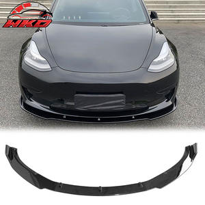 Para Tesla Model 3 2017-2023 Sedán, Estilo IKON, Labio de Parachoques Delantero, PP Negro Brillante - 3 Piezas, Kit de Carrocería de Alta Calidad - Product Image 1