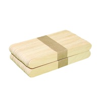 Bâtonnets en bois de bouleau naturel jetables 100% écologiques, forme rectangulaire, pour sucettes glacées, abaisse-langue pour le sucre, boîte en bois