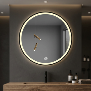 Specchio LED da 60 cm in Vetro Float Nero con Funzione Regolabile, Design Moderno, Montaggio a Parete, Interruttore Touch per Uso Bagno - Product Image 3