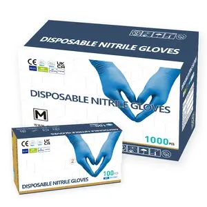 Sarung tangan nitril sekali pakai perlindungan pribadi kualitas tinggi biru GMC sarung tangan bubuk