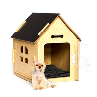 Maison pour chien en bois naturel, pour extérieur et intérieur, amovible, facile à installer.