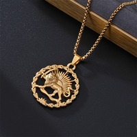 Hip Hop Style En Acier Inoxydable Étoile Religieux Saint Chrétien Jésus Croix Lion Dragon Hommes Punk Collier